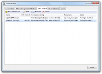 Data Sources administration dialog